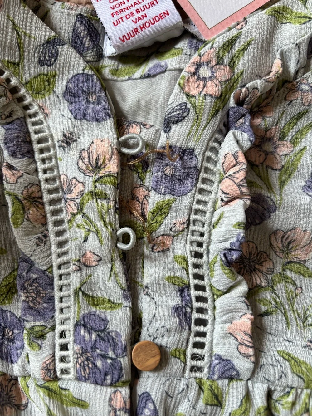 Floral Ruffle Flowy Toddler Dress with Butterfly and Flower Print